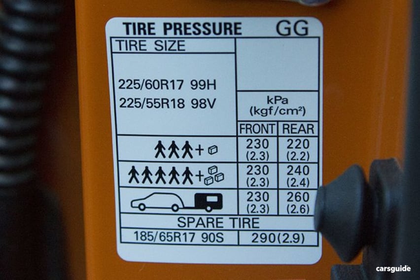 Subaru XV 2017 Tyre Placard